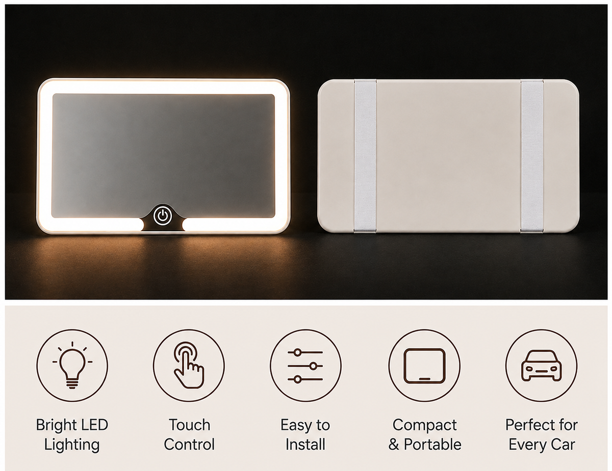 Bella features: bright LED lighting, touch control, easy to install, compact and portable, perfect for every car